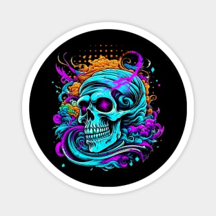 Colorful Smiling Grin Skull Face Magnet